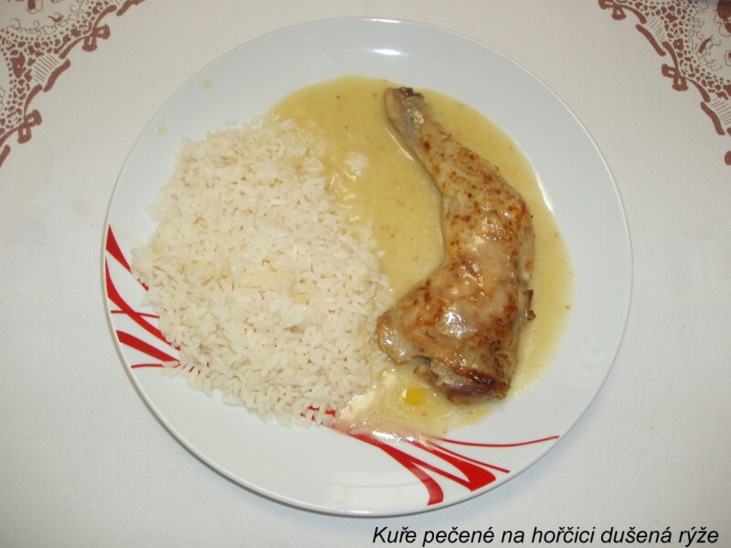 Kuře pečené na hořčici dušená rýže